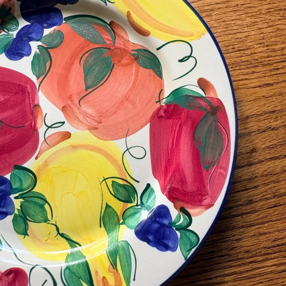 Patton handmade Stoneware pottery Fruit Dinner Plate - Multicolor- made in USA.